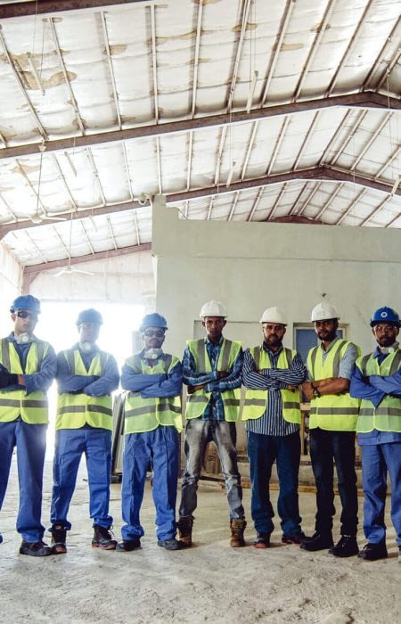 Some of our team in factory